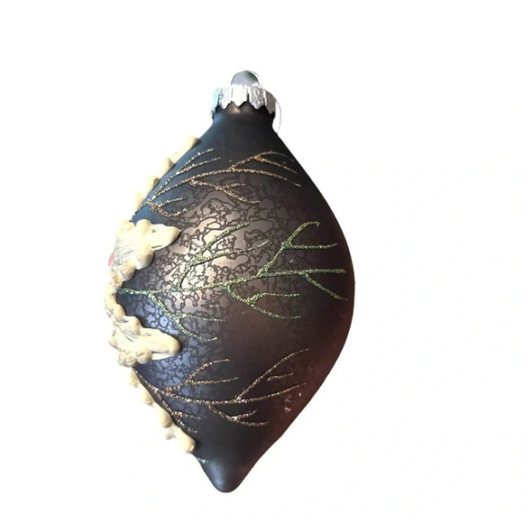 Robert Stanley 2 PC SET OF 3D Glass Large Christmas Tree Ornaments Brown Sparkle - Picture 7 of 9